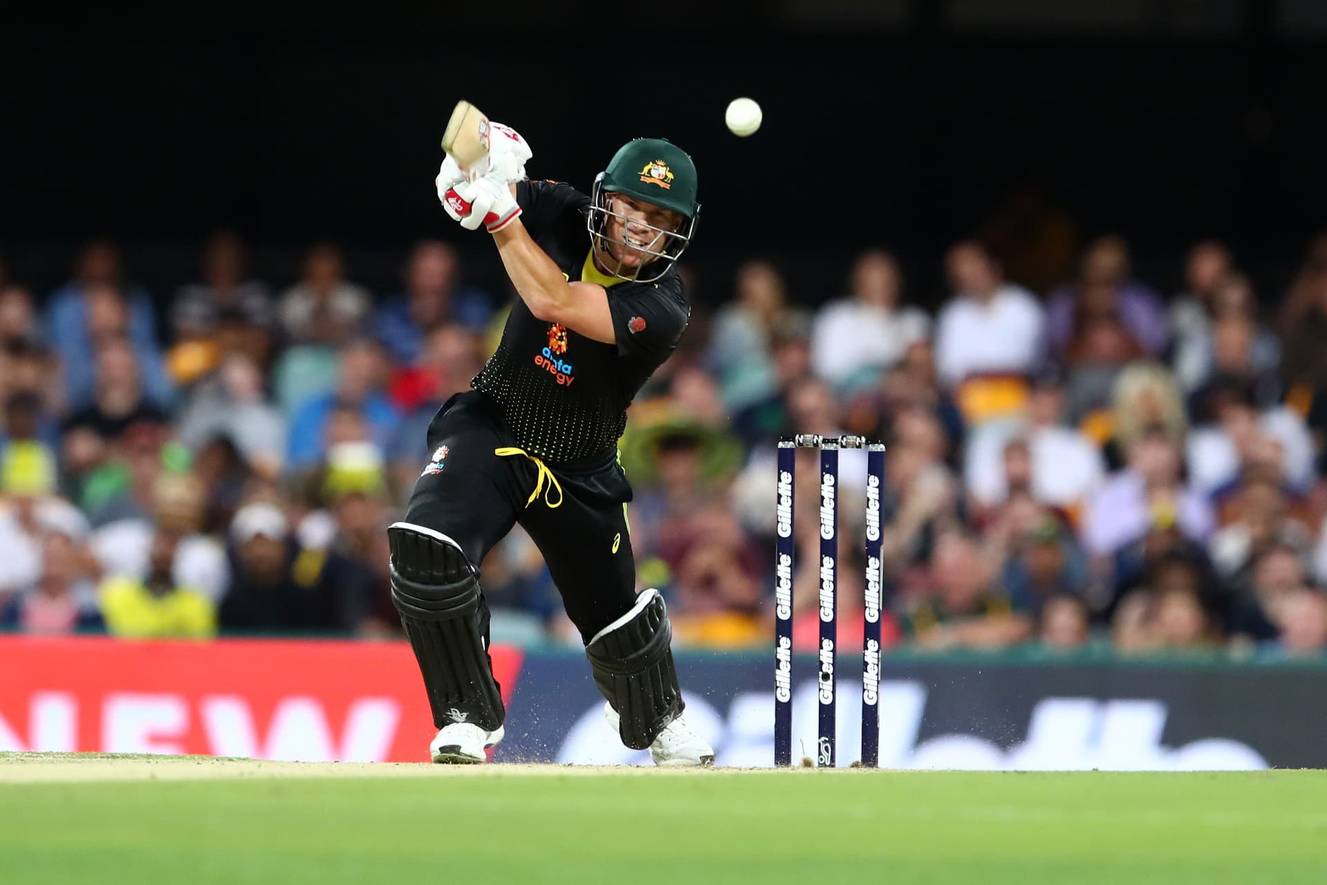 David Warner of Australia bats during game