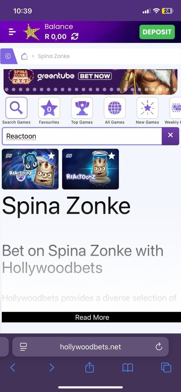 Deposit money and search for the game..