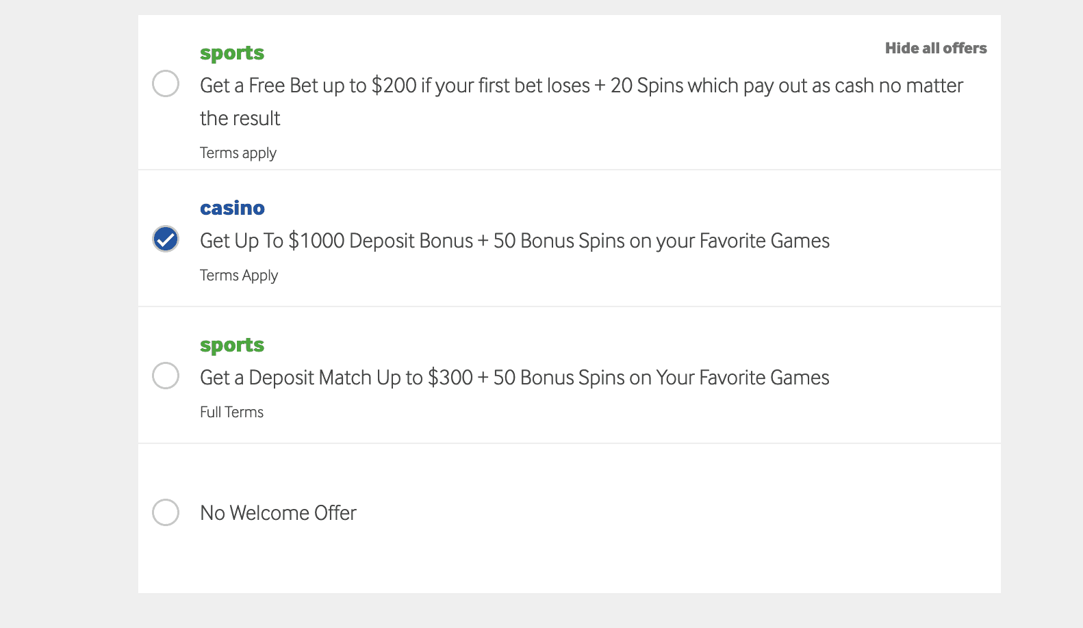 Betway Casino Welcome bonus