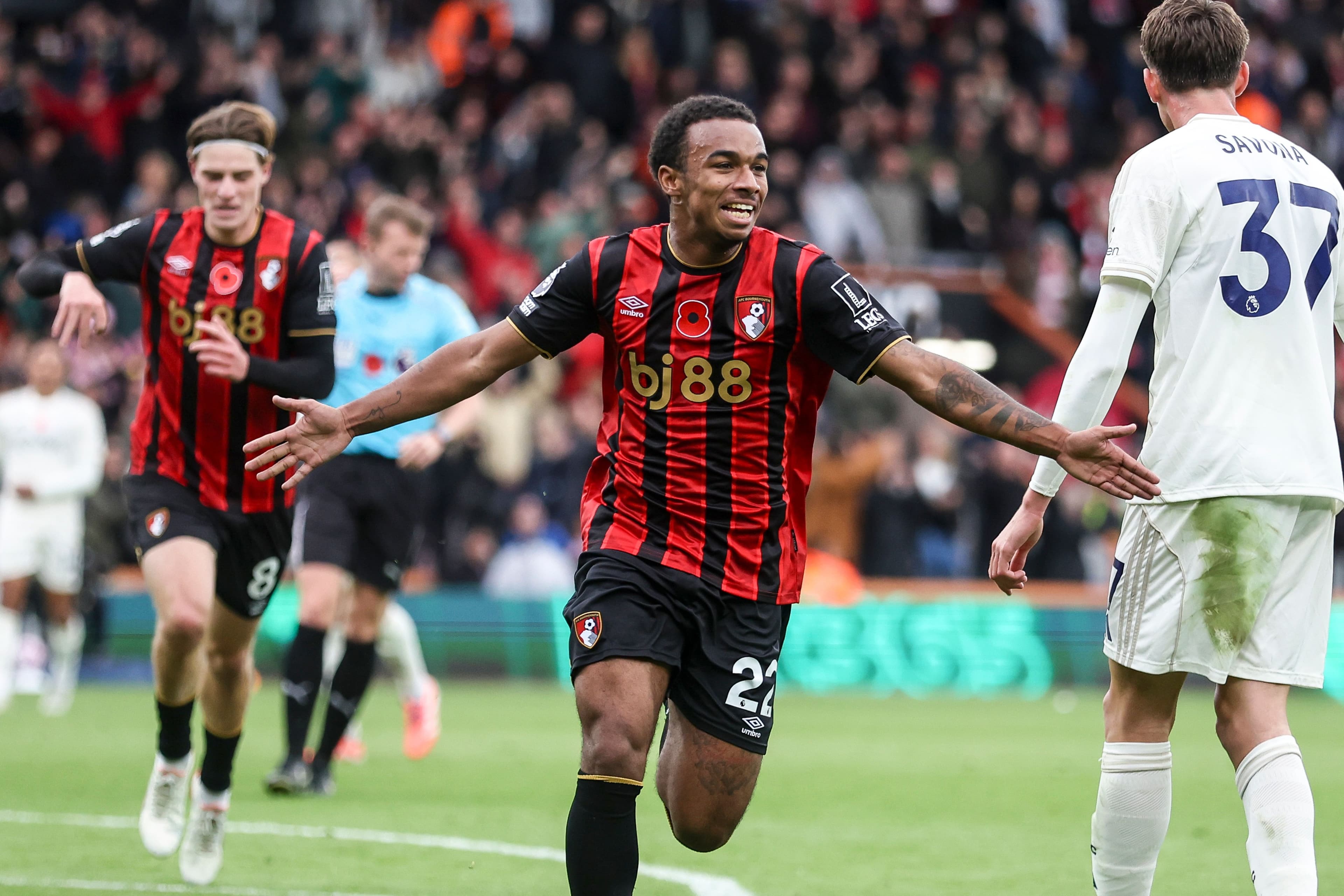 Eli Junior Kroupi of Bournemouth celebrates after hev scores a goal