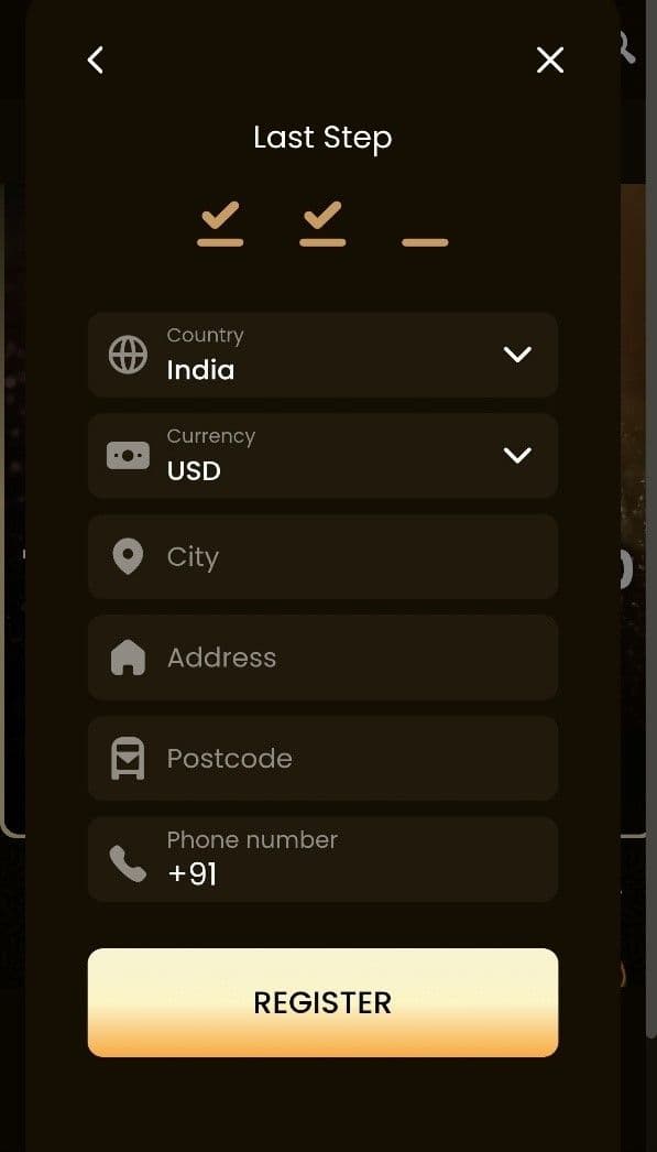 Enter your details and tap Next Step.