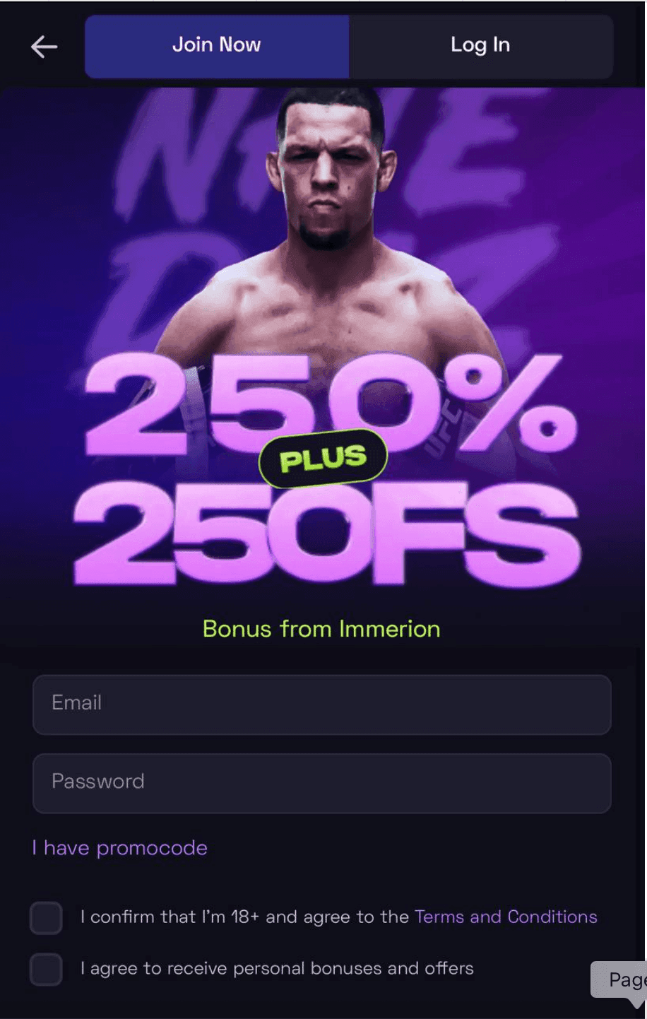 Enter your email, create a password