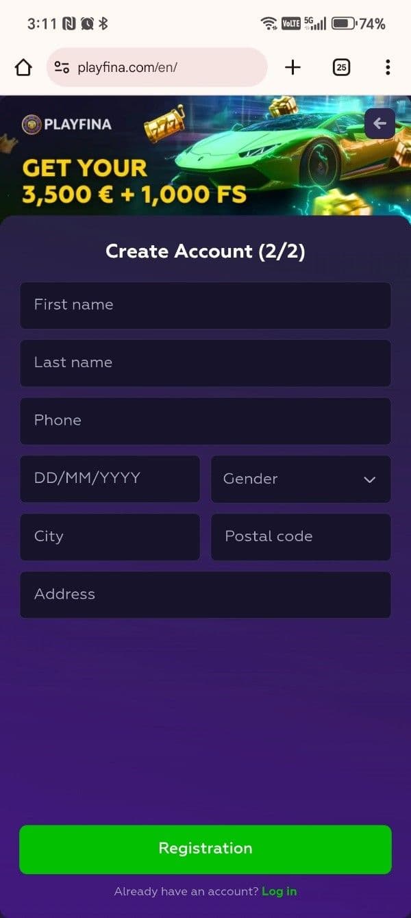 Enter your personal details and accept the terms & conditions