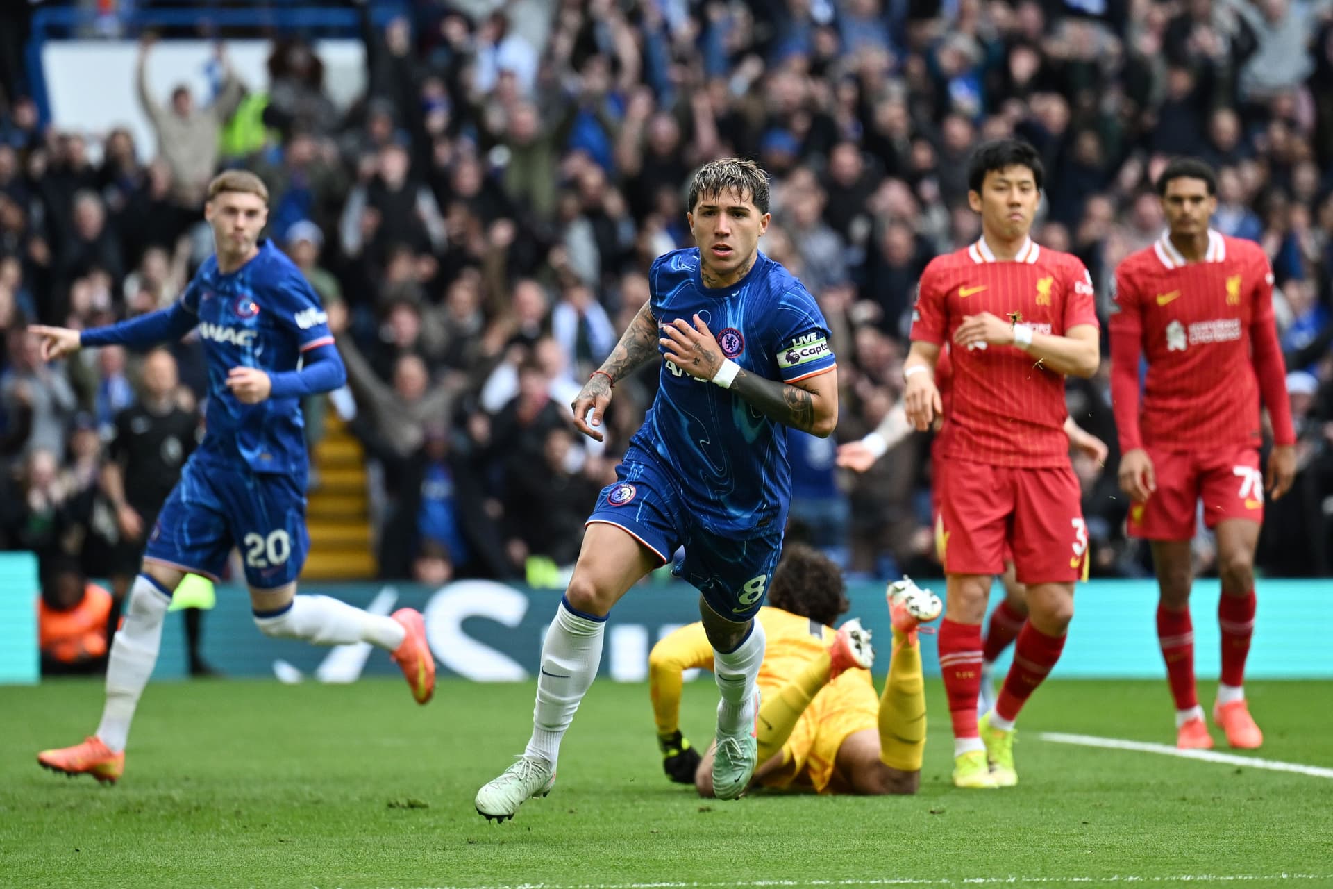 Enzo Fernandez of Chelsea celebrates scoring his team's first goal
