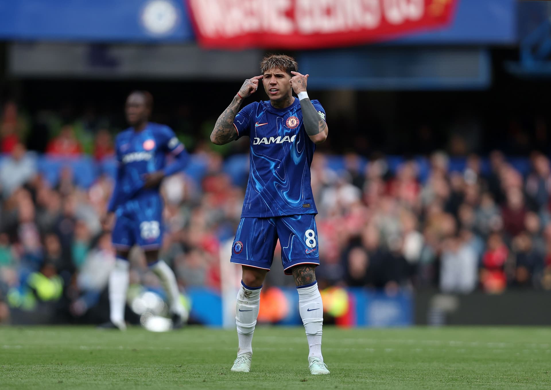 Enzo Fernandez of Chelsea reacts during the Premier League match