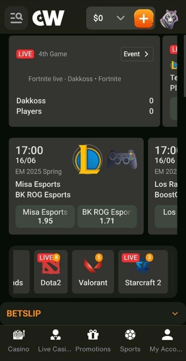 Esports Betting at Cashwin