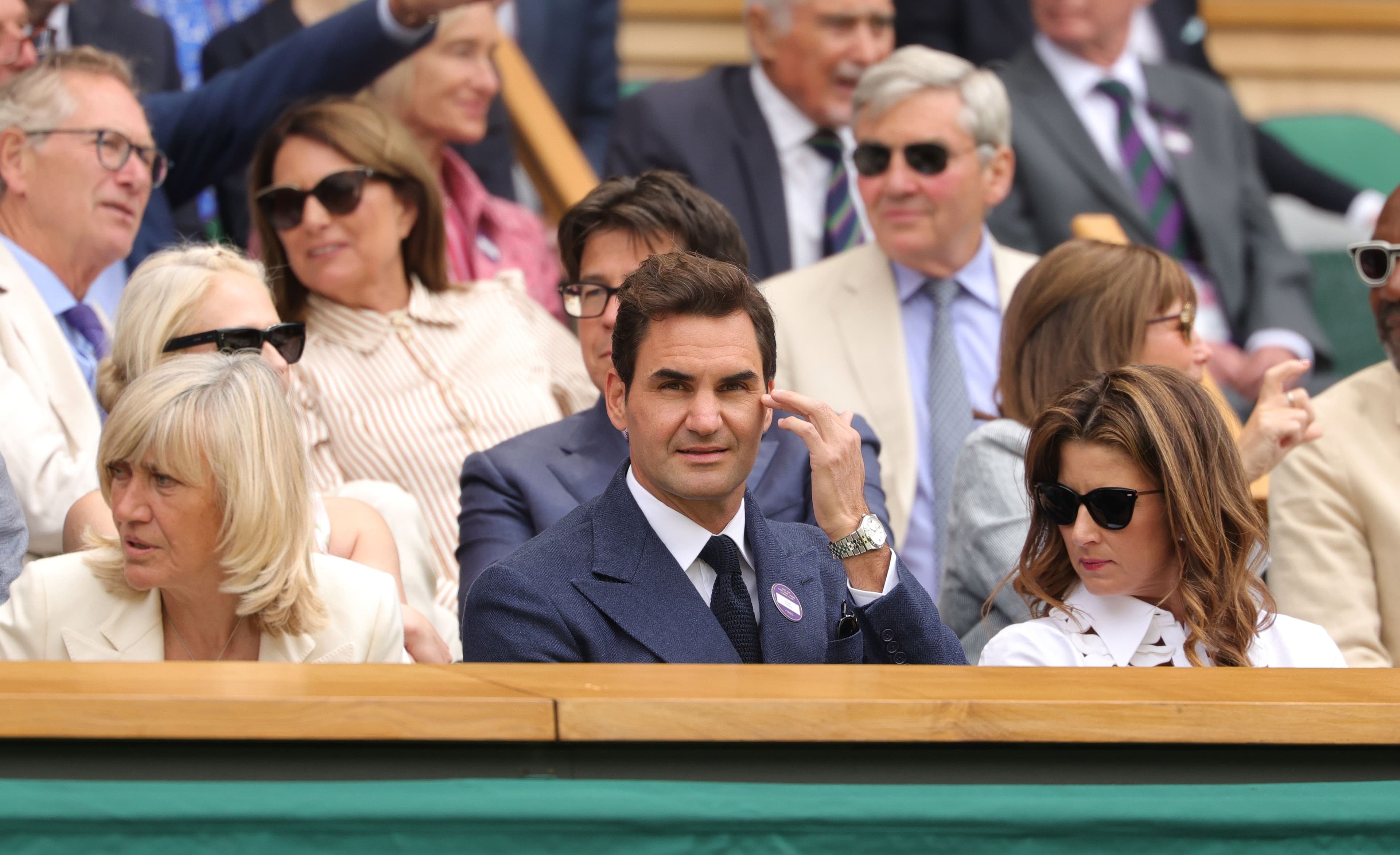 Former tennis player, Roger Federer, looks on in the Royal Box