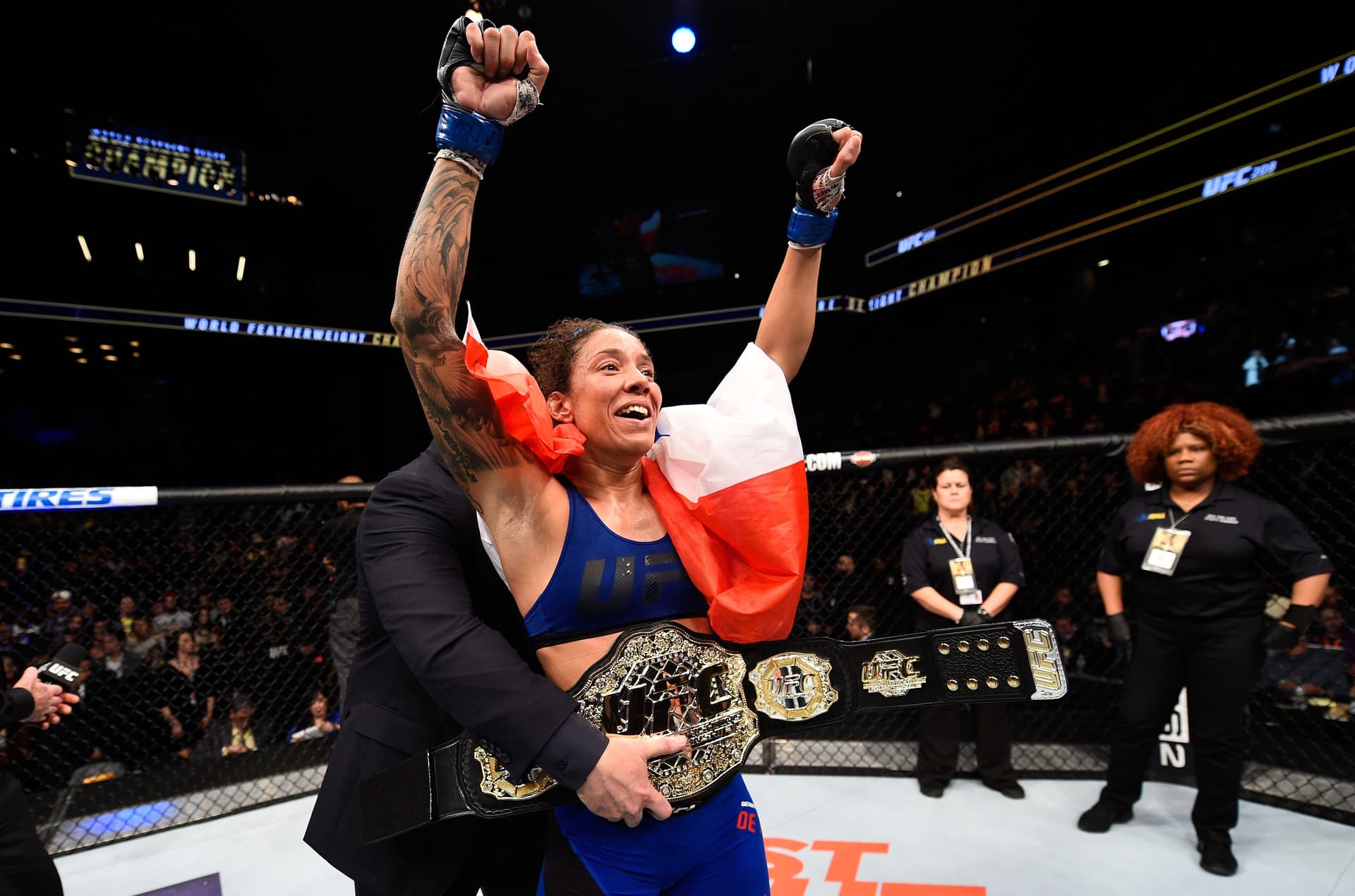 Germaine de Randamie celebrates her victory over Holly Holm