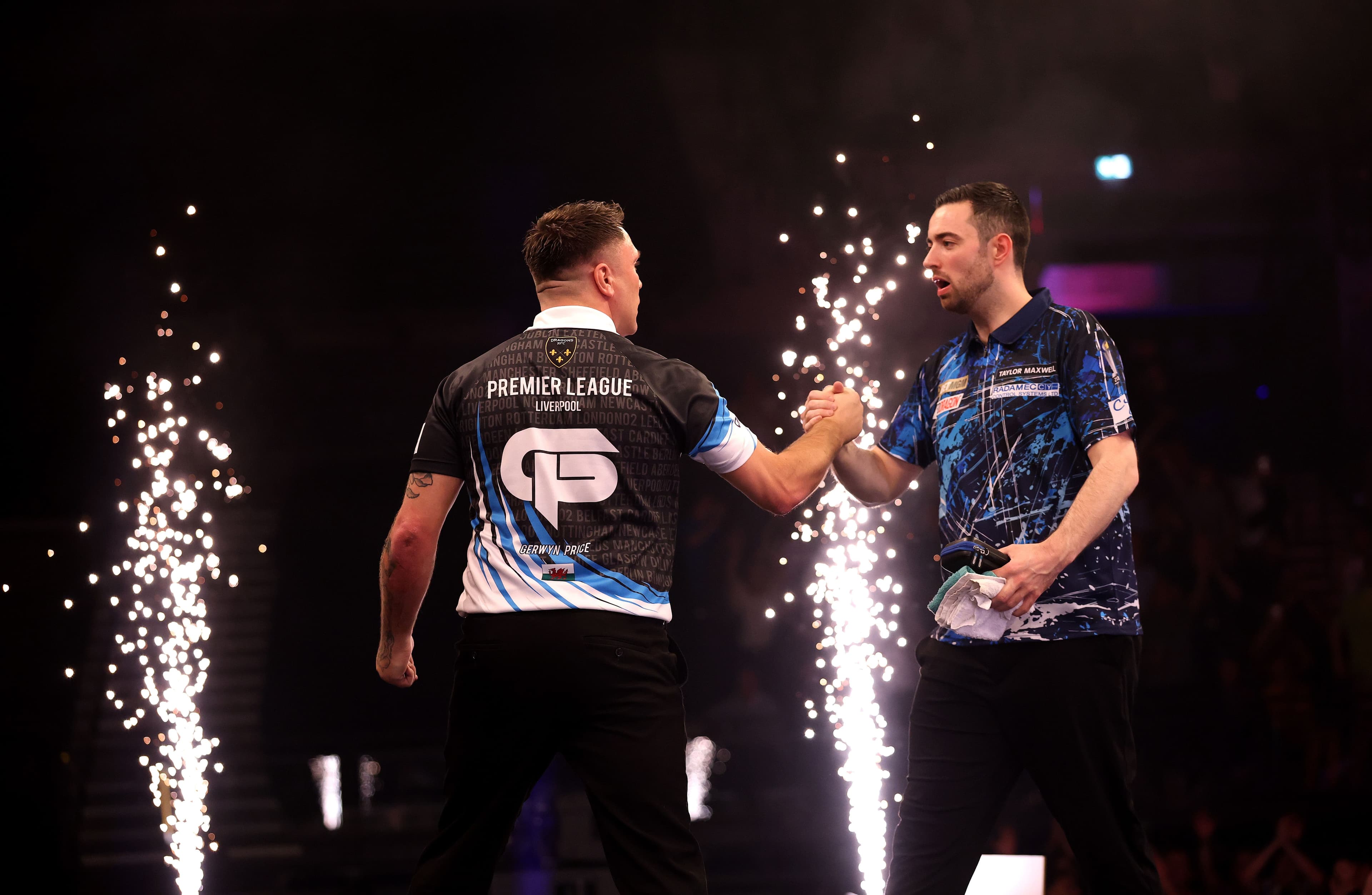 Gerwyn Price celebrates beating Luke Humphries in the Premier League Darts final