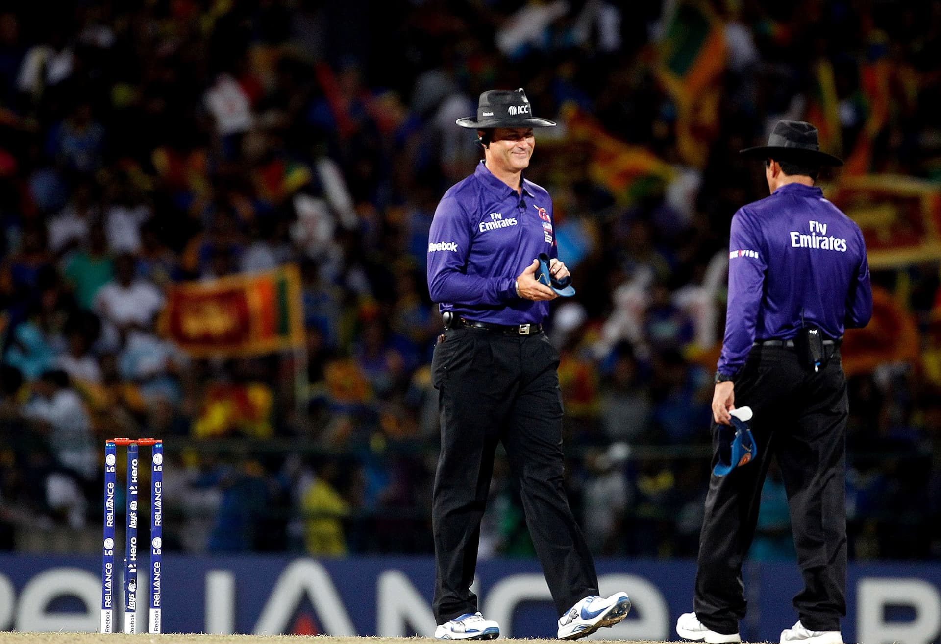 Umpire Simon Taufel with Aleem Dar