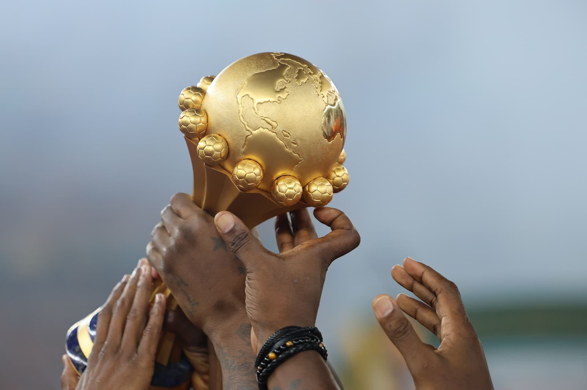 Players of Ivory Coast lift the trophy at the end of the 2023 CAF Africa Cup of Nations (AFCON)
