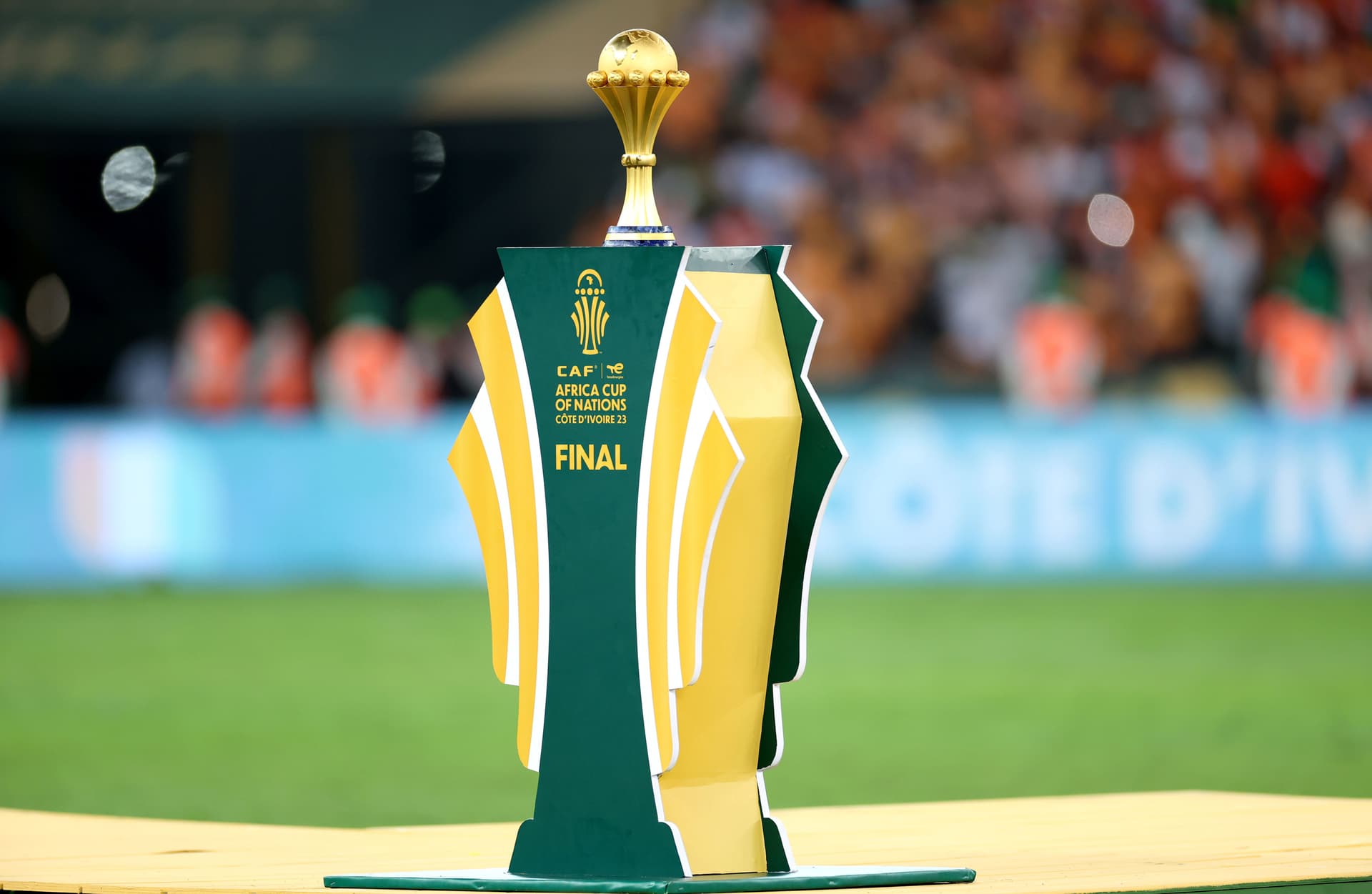 Africa Cup of Nations trophy to the podium
