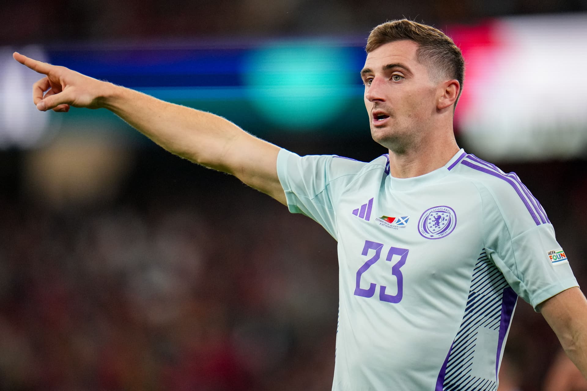 Kenny McLean of Scotland gestures during the UEFA Nations League