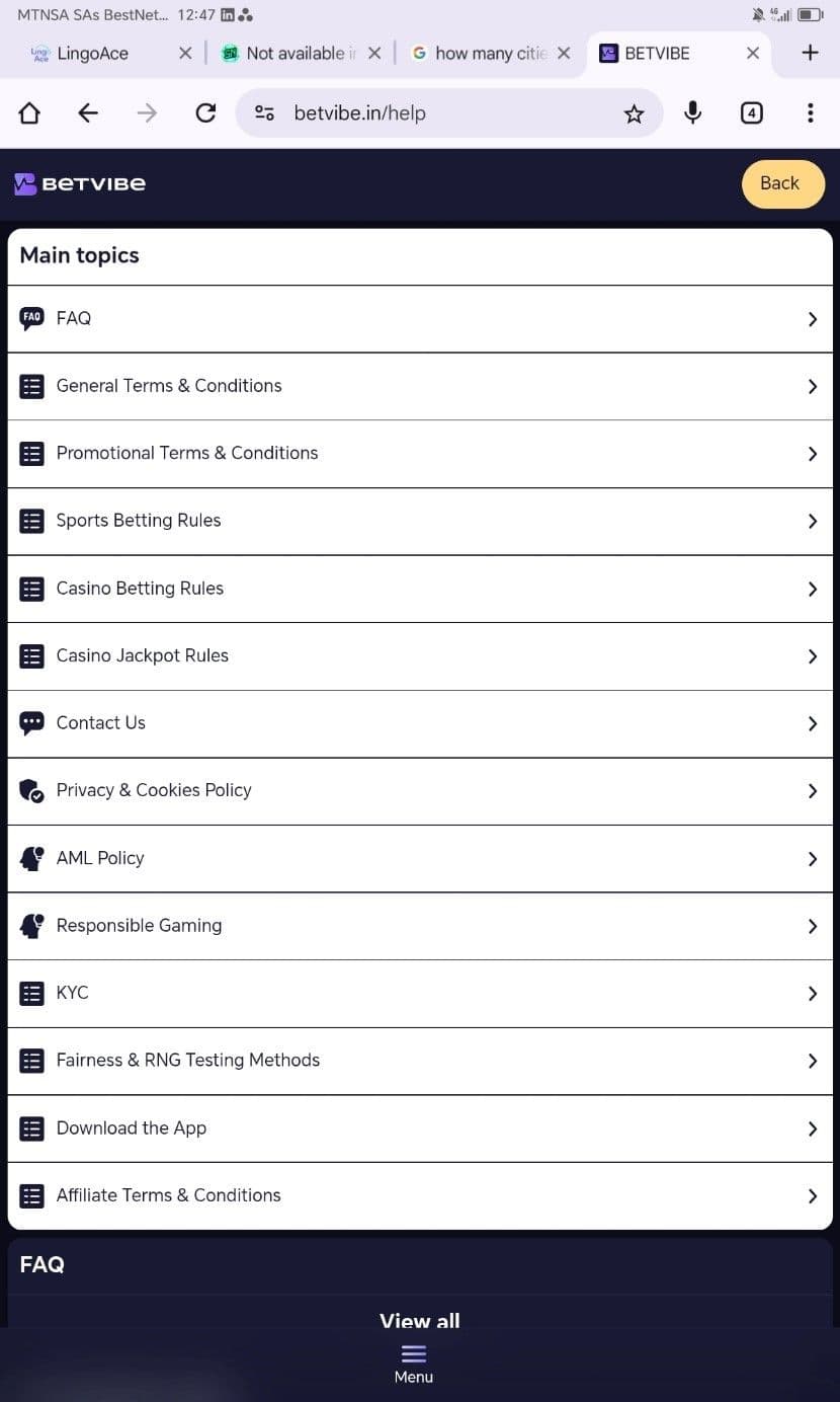 Go to the menu section and click on the “Contact Us” button