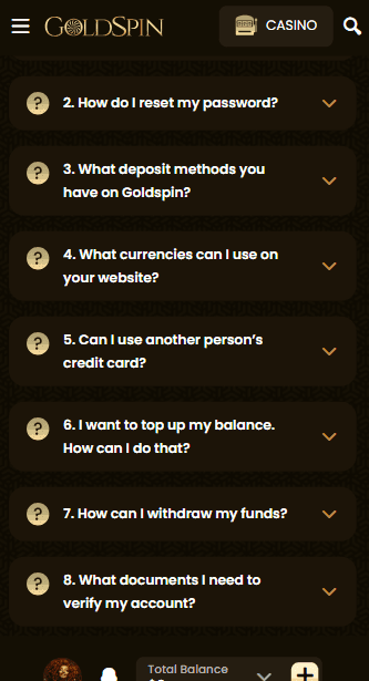 Goldspin Casino Help Desk and FAQs