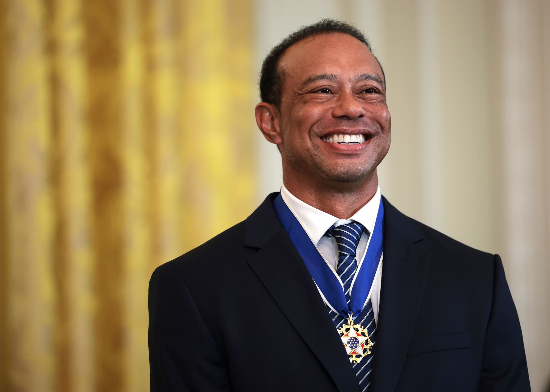 Tiger Woods attends a reception honoring Black History Month held by U.S. President Donald Trump