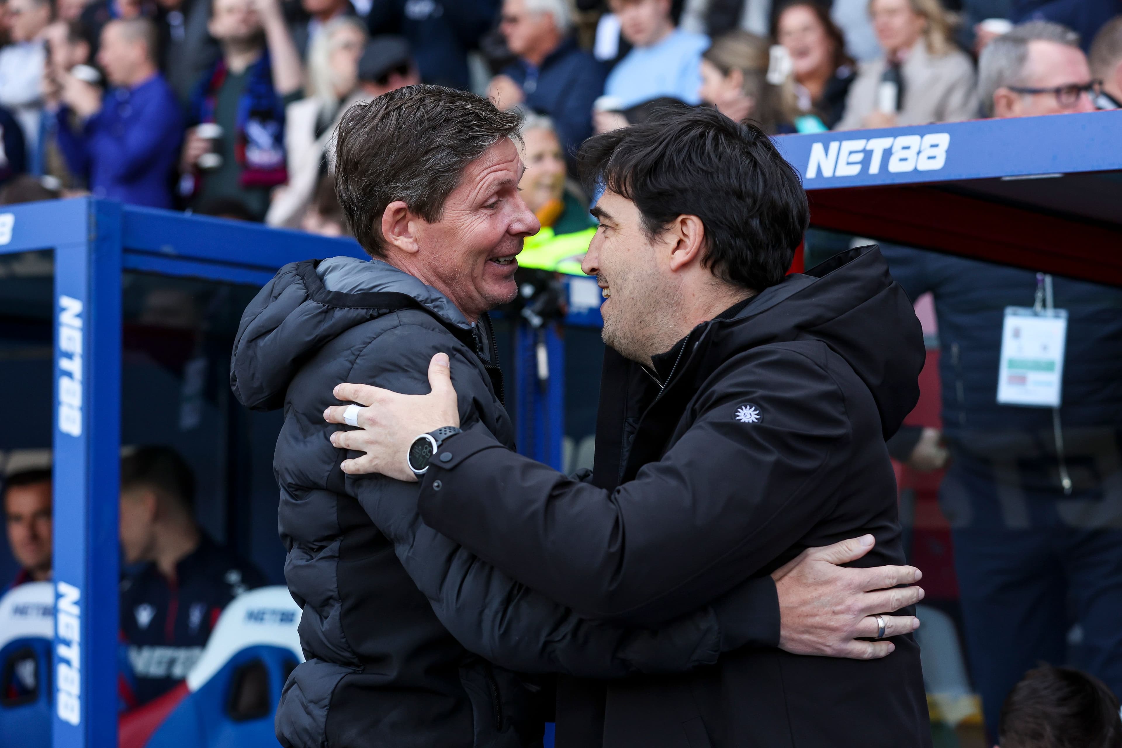 Head Coaches Oliver Glasner of Crystal Palace with Andoni Iraola of Bournemouth