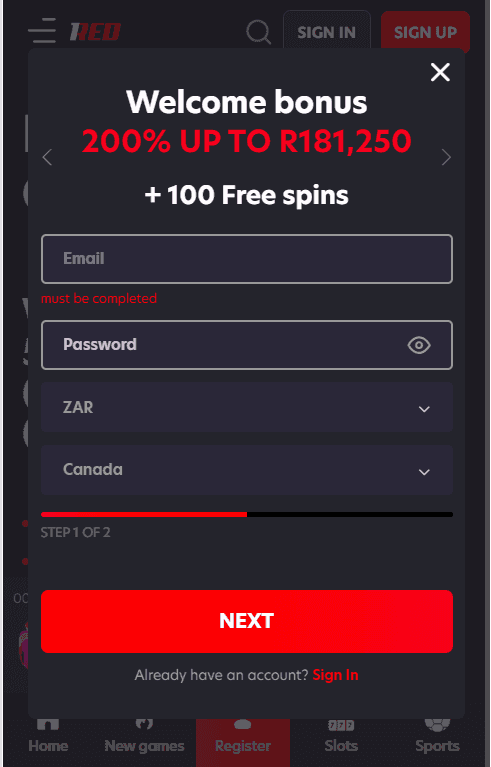 Head Over to 1Red Casino..