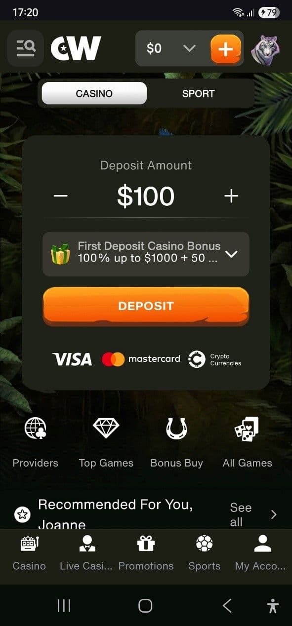 Head over to Cashwin and log into your account
