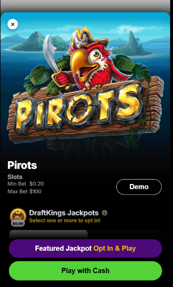 Head to the slots area and find Pirots.