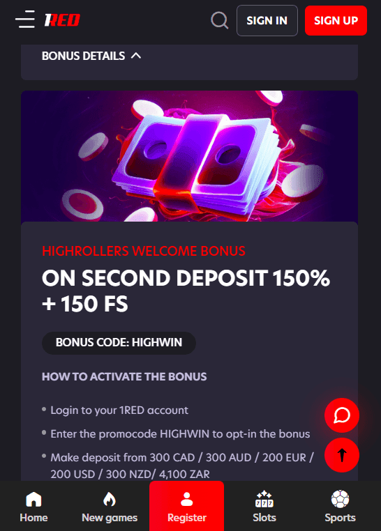 High rollers then receive a 150% match