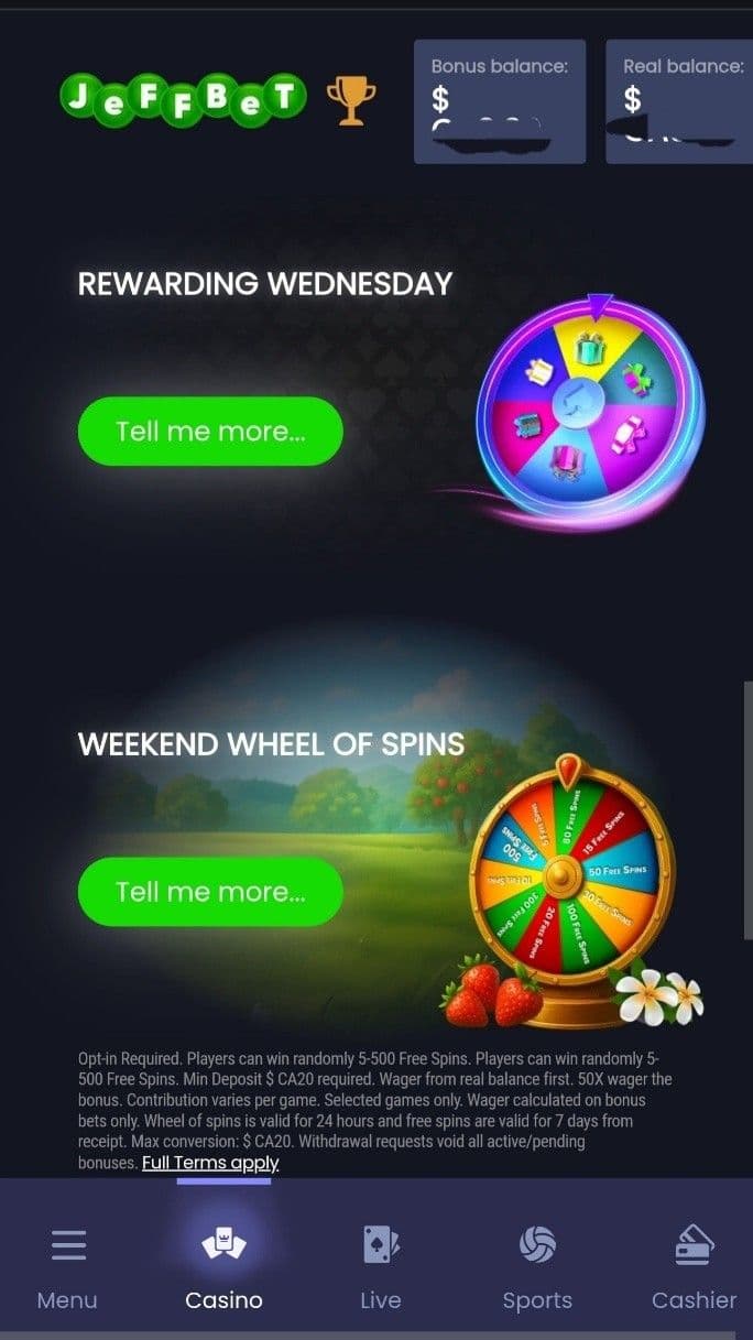 JeffBet Casino Promotions