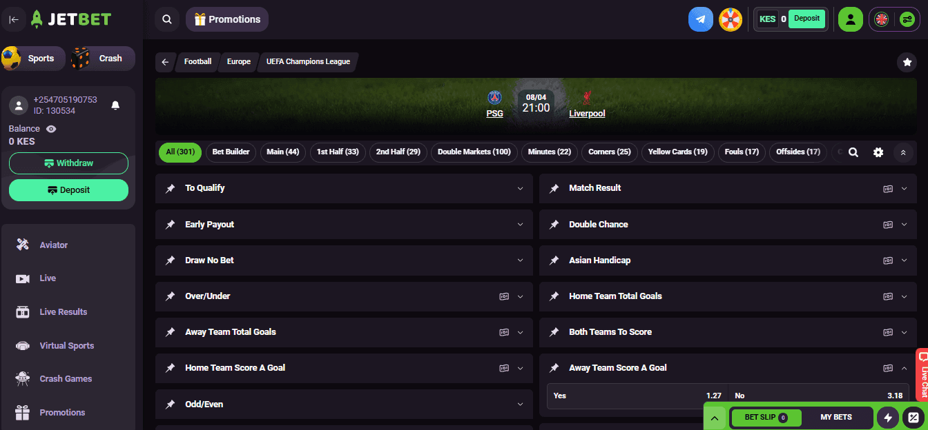 JetBet Sports Betting Odds