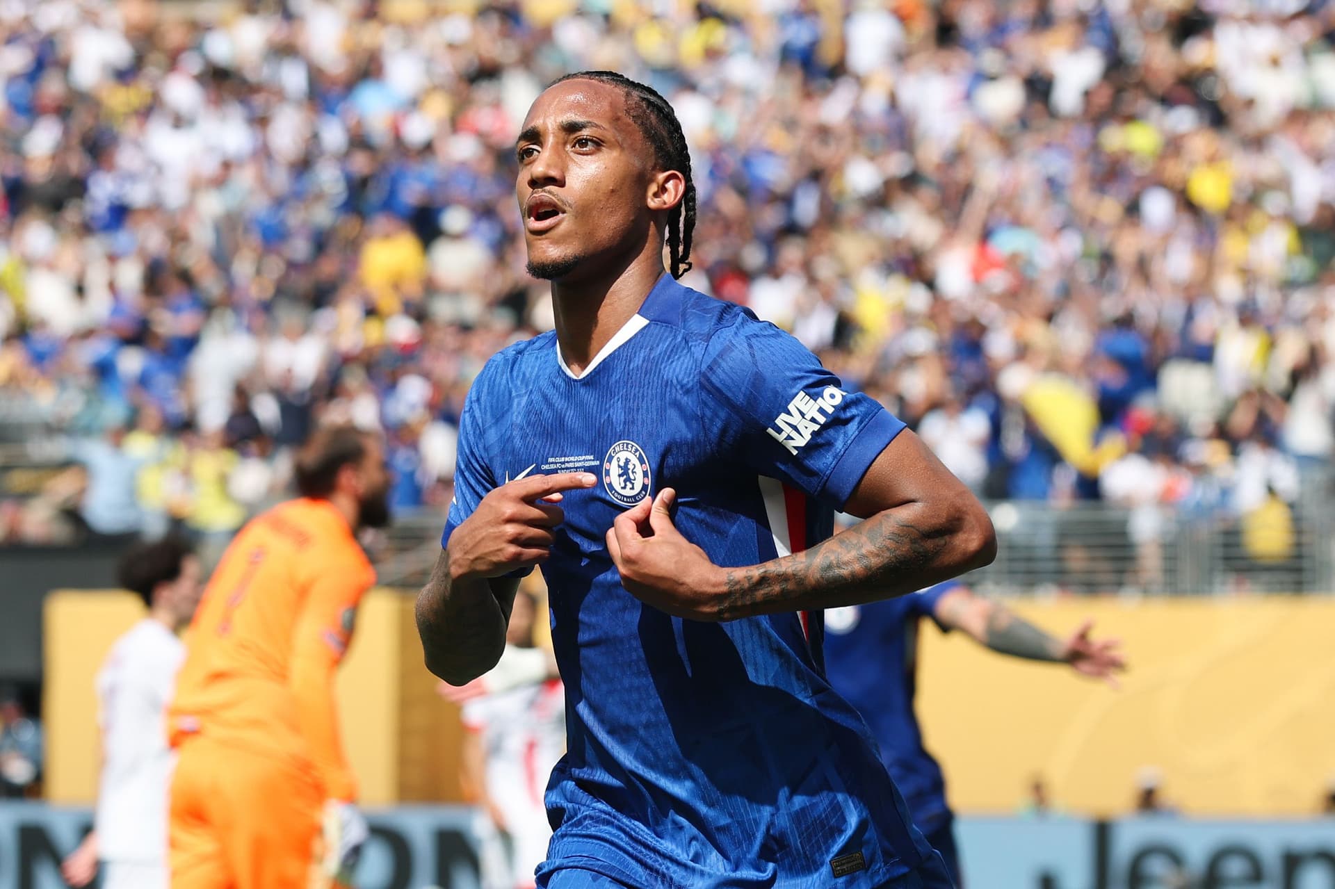 Joao Pedro #20 of Chelsea FC celebrates scoring his team's third goal