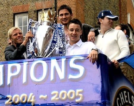 John Terry celebrating his first Premier League title with Chelsea