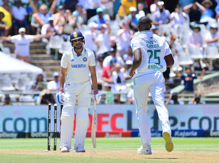 Kagiso Rabada celebrates the wicket of Shubman Gill