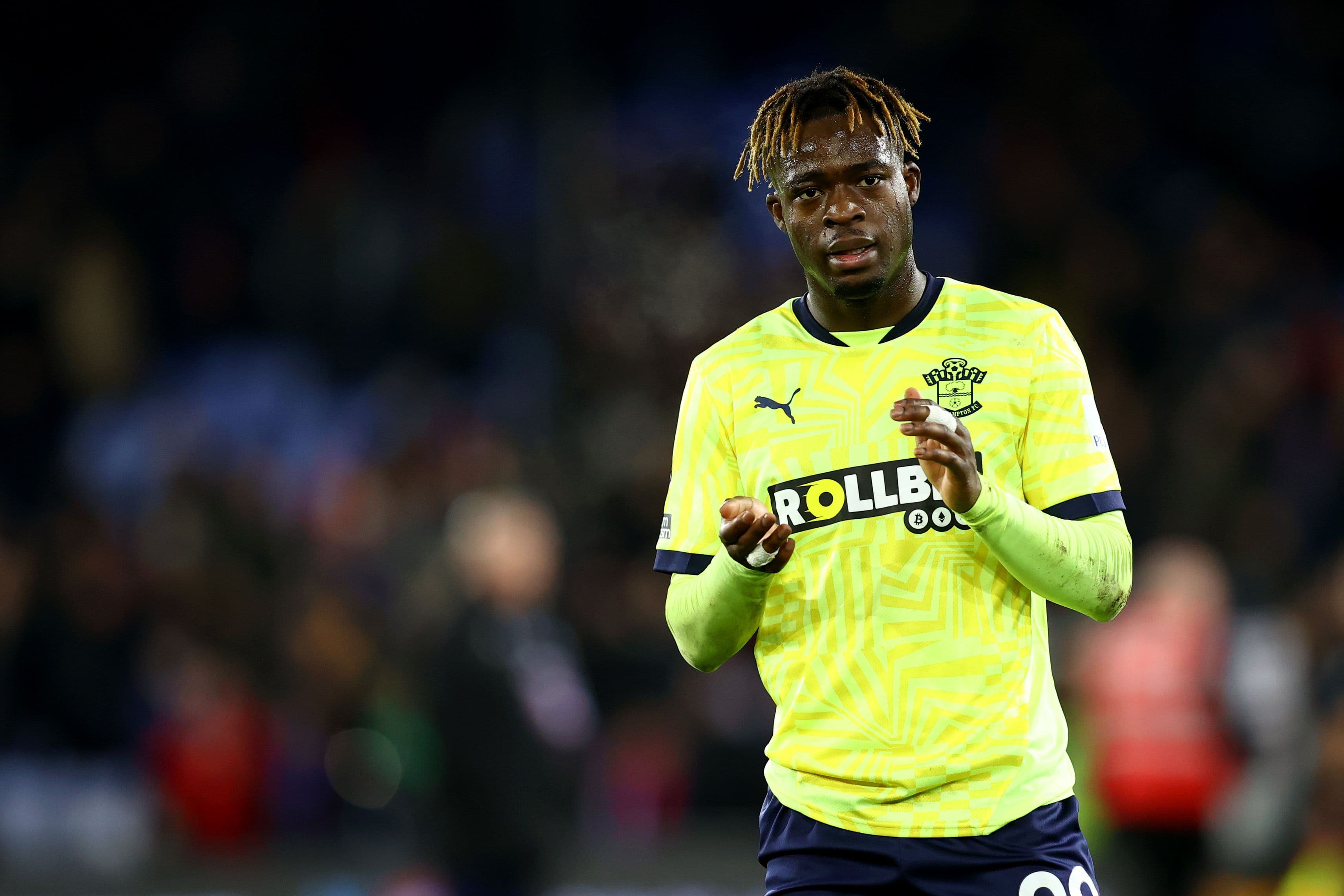 Kamaldeen Sulemana of Southampton during the Premier League match between Crystal Palace FC and Southampton FC at Selhurst Park