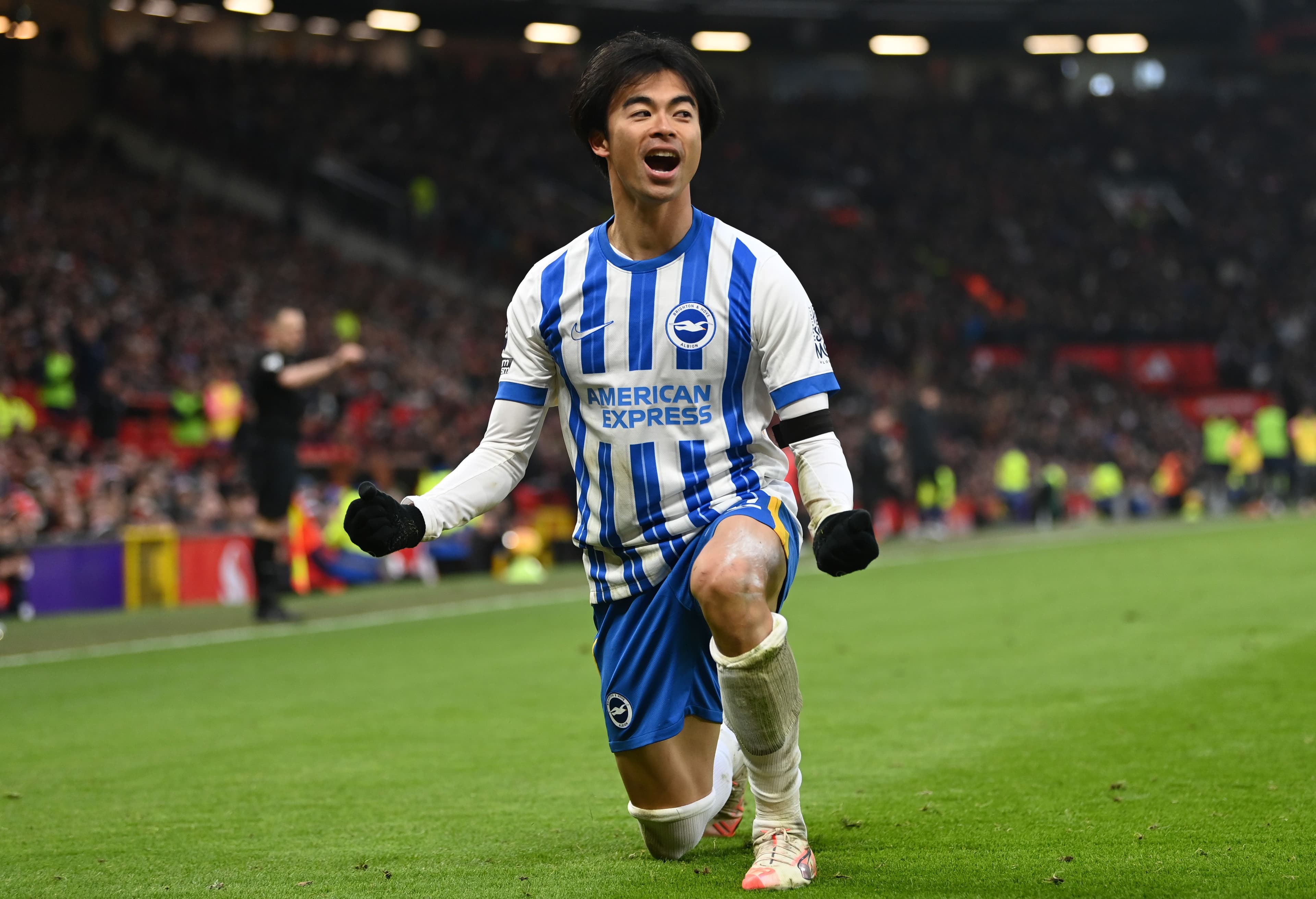 Kaoru Mitoma of Brighton & Hove Albion celebrates scoring his team's second goal.jpg