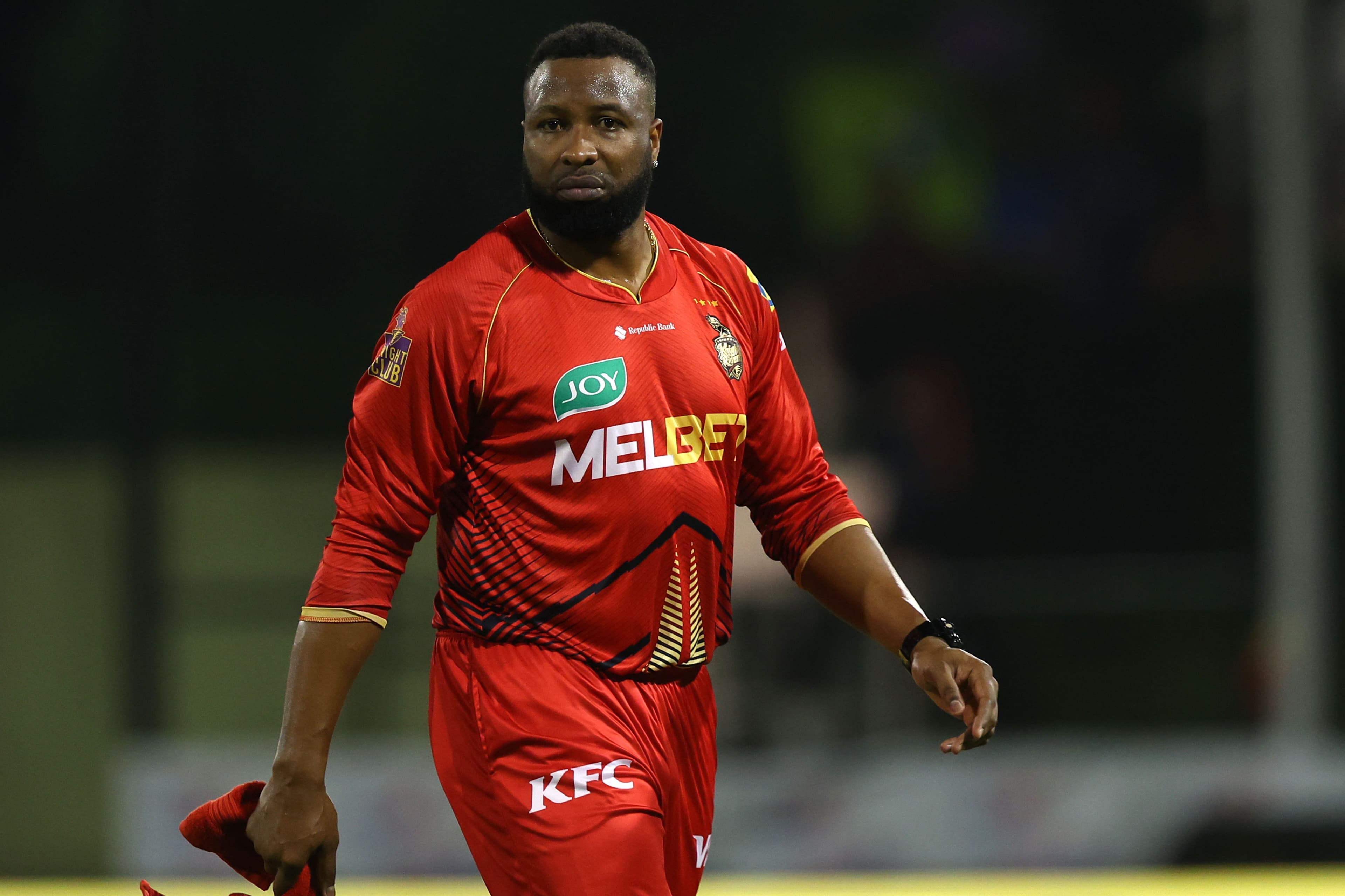 Kieron Pollard of Trinbago Knight Riders looks on during the Men's 2024 Republic Bank Caribbean Premier League.jpg