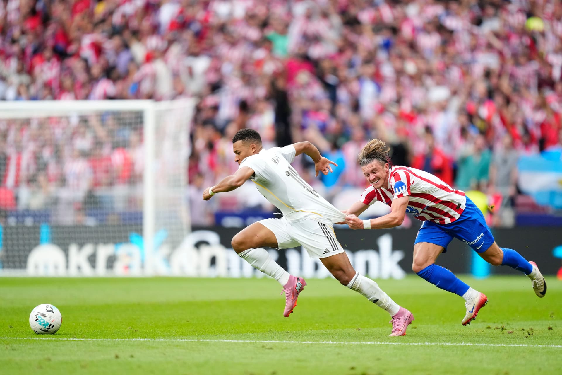 Kylian Mbappe centre-forward of Real Madrid and France and Conor Gallagher central midfield