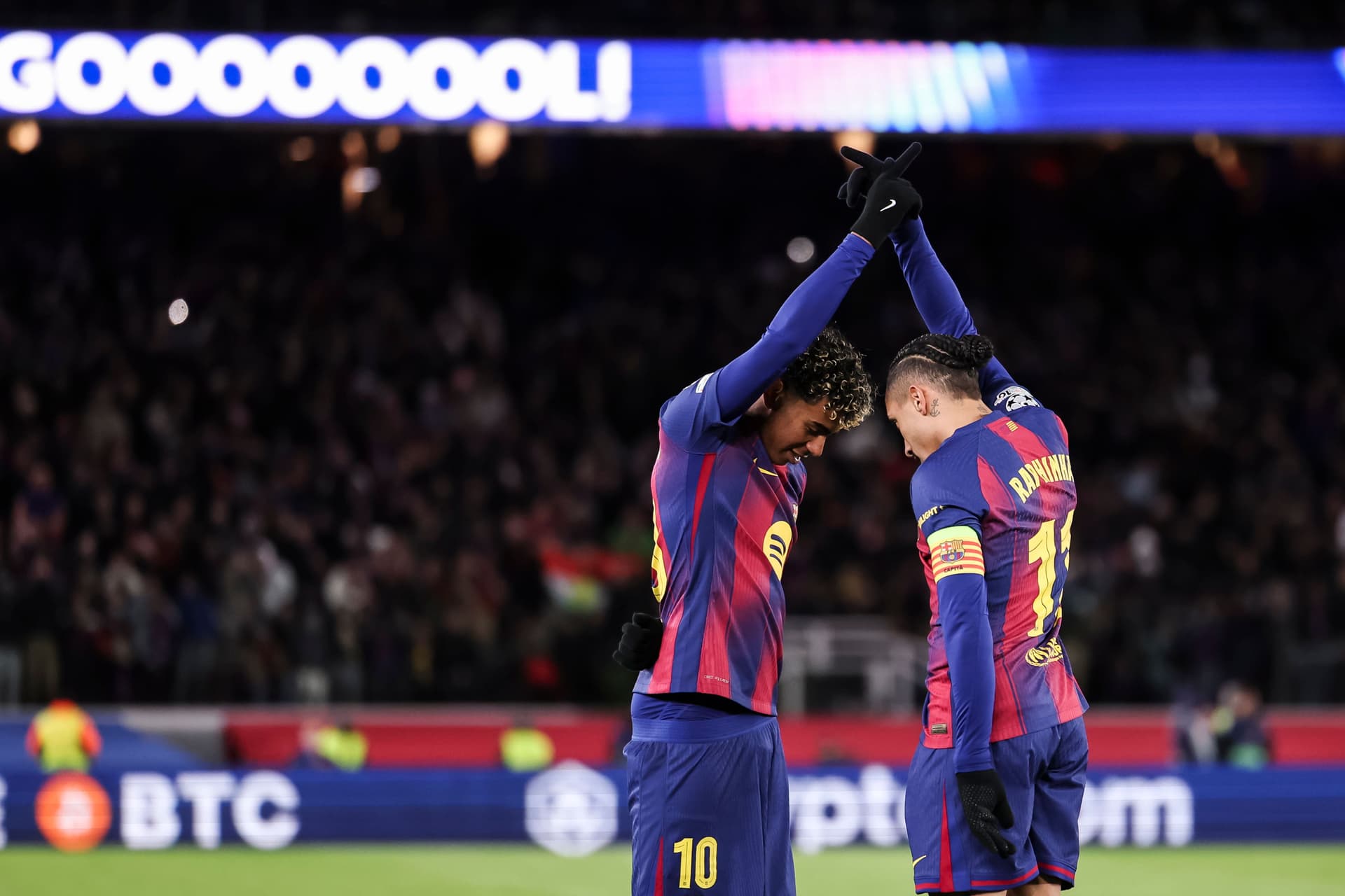 Lamine Yamal of FC Barcelona celebrates after scoring his team's second goal