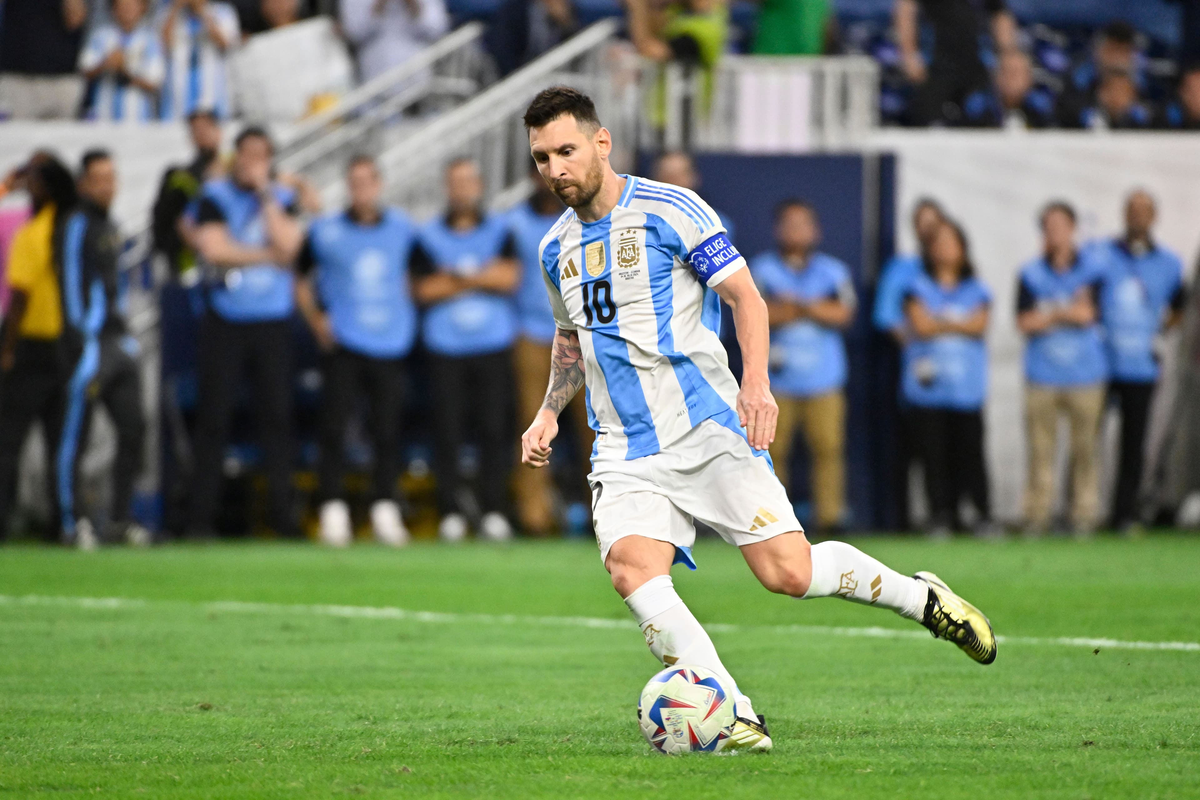 Lionel Messi of Argentina in the penalty shoot out during the CONMEBOL Copa America 2024
