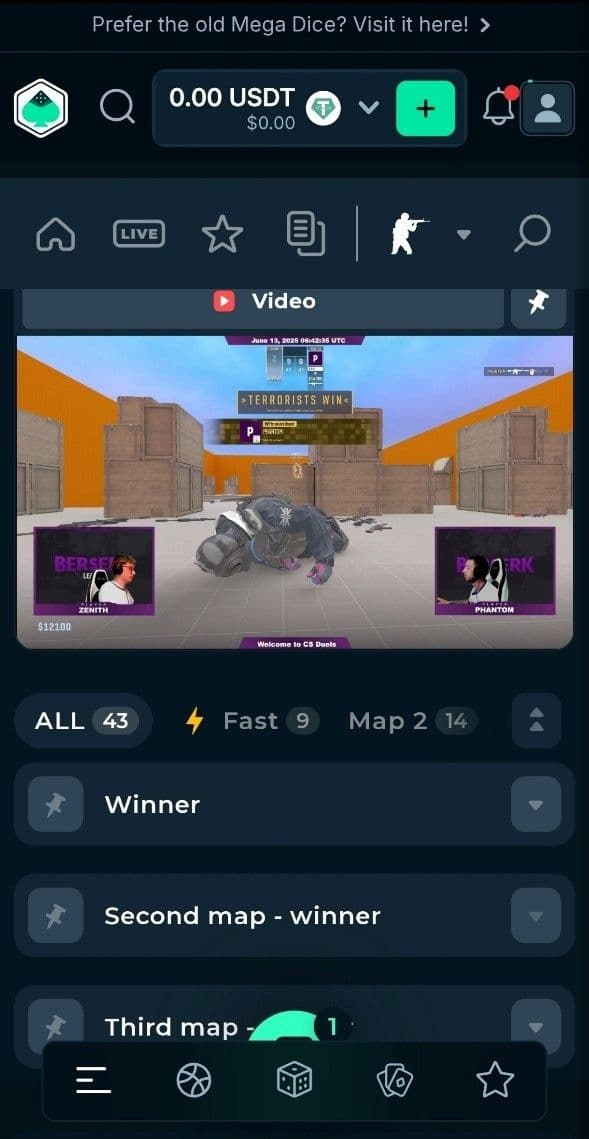 Live Betting & Streaming Mega Dice