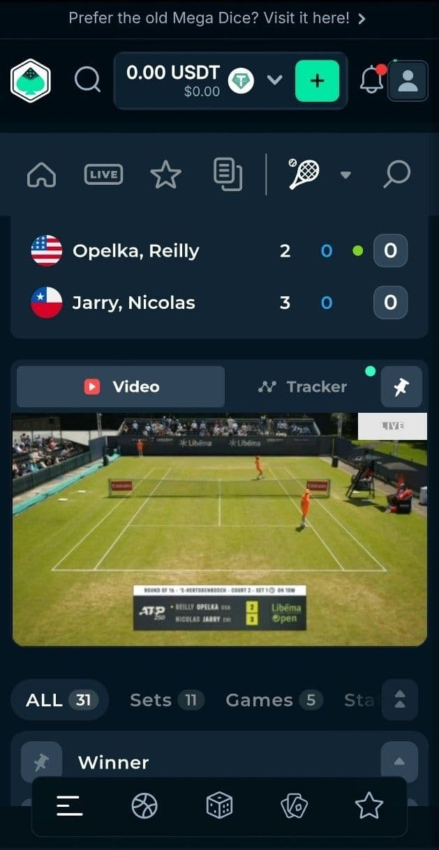 Live Betting & Streaming Mega Dice