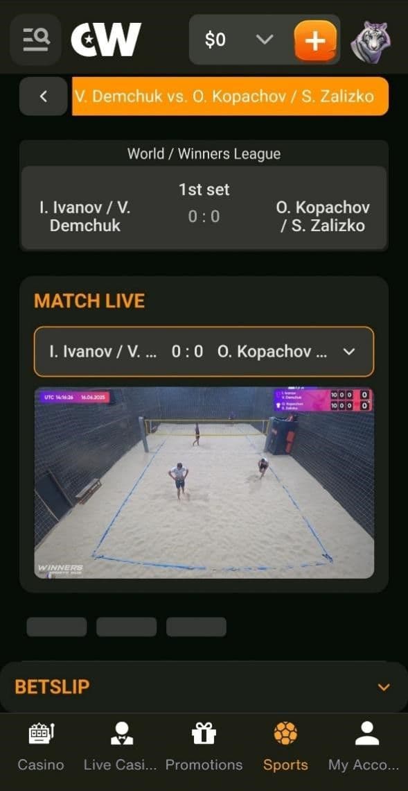 Live Betting & Streaming cashwin