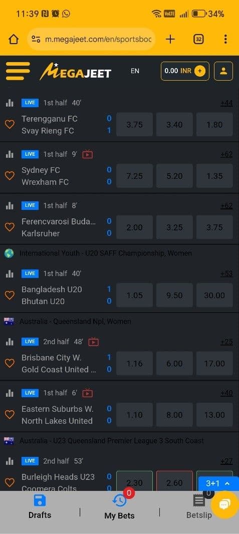 Live Betting & Streaming megajeet