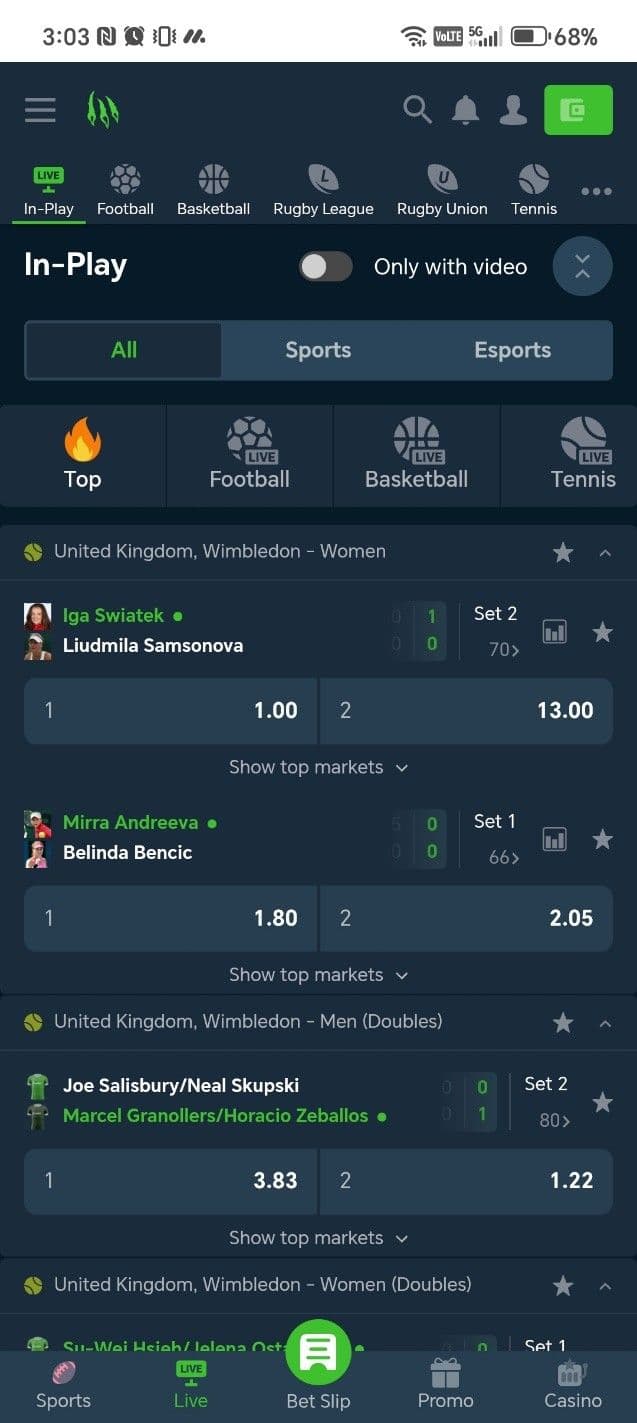 Live Betting & Streaming