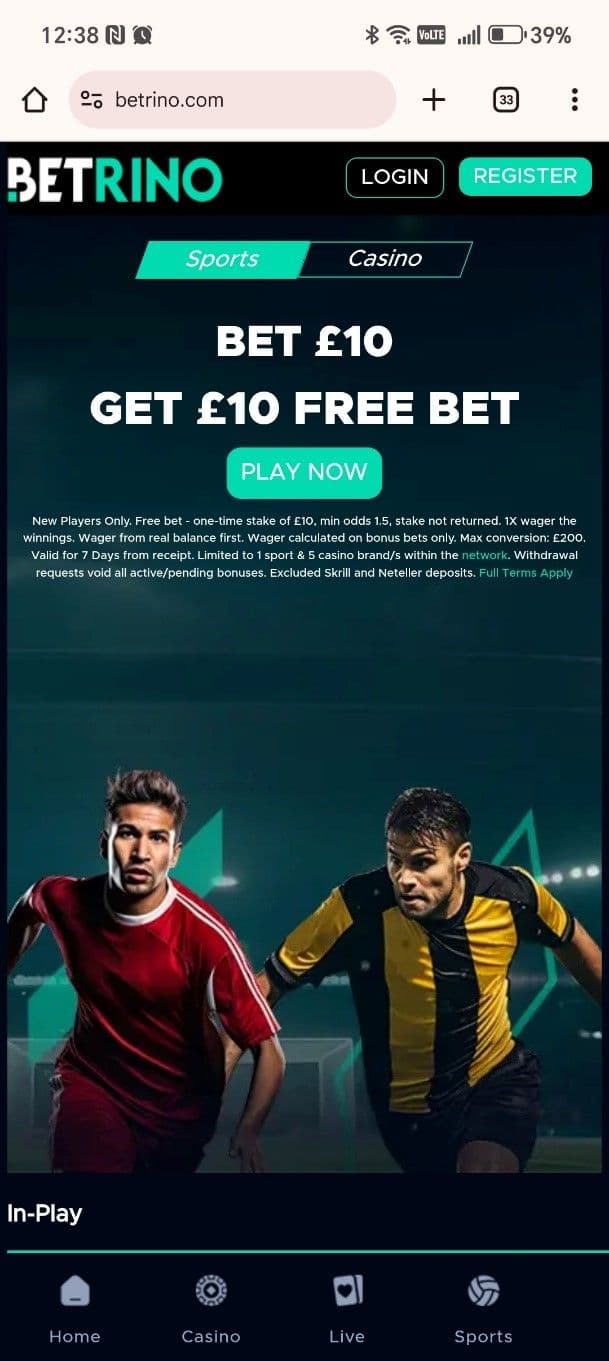 Log in to your Betrino account.