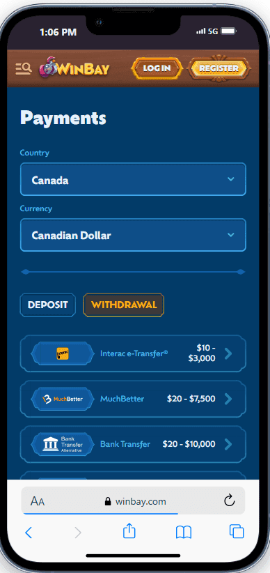 Log into your Winbay account