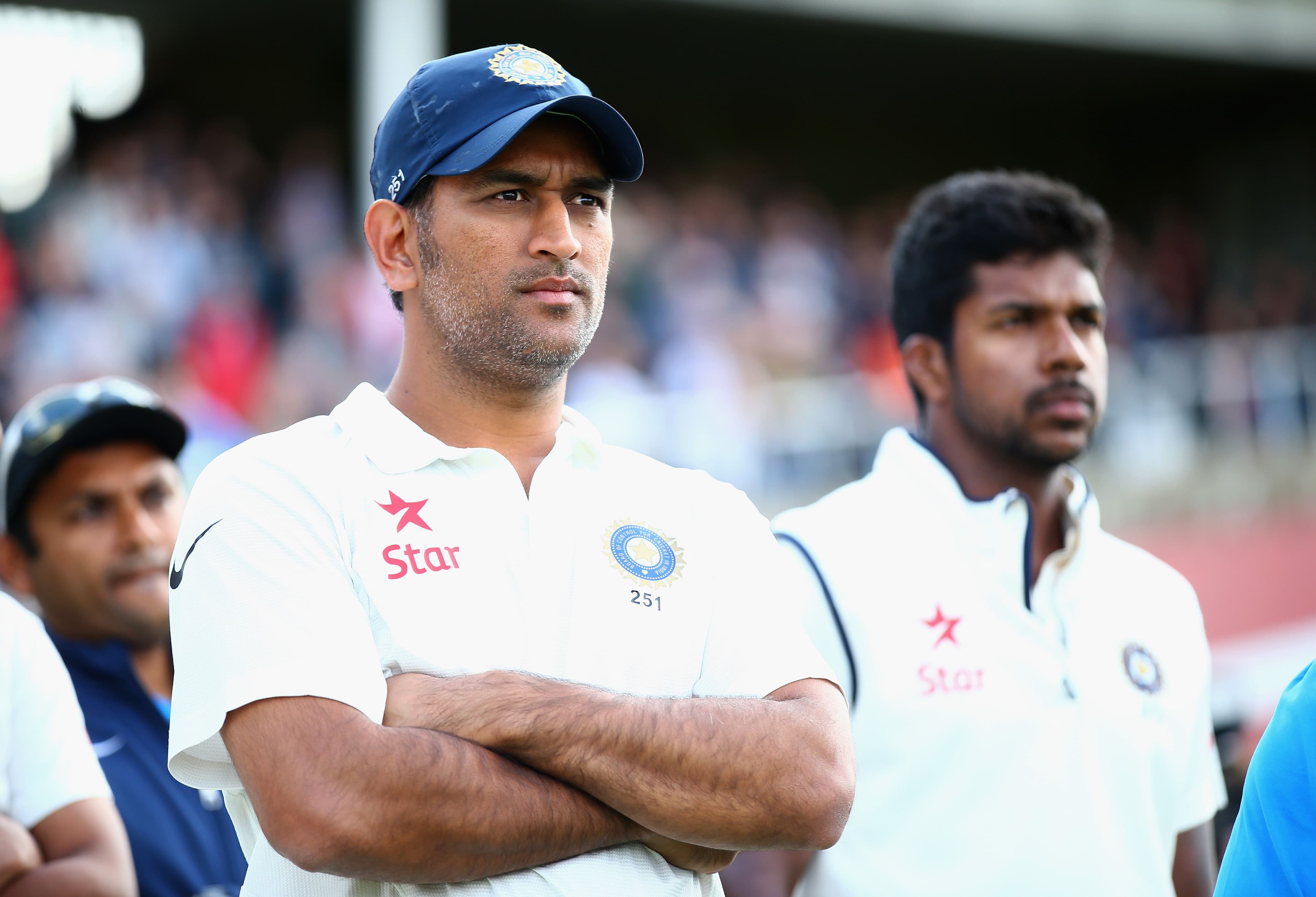 MS Dhoni of India looks on after India lost the match to England.jpg