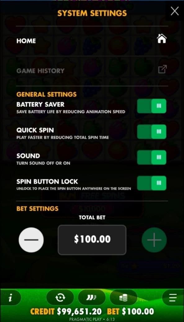 Make your way to the slot area and look for Fruit Party