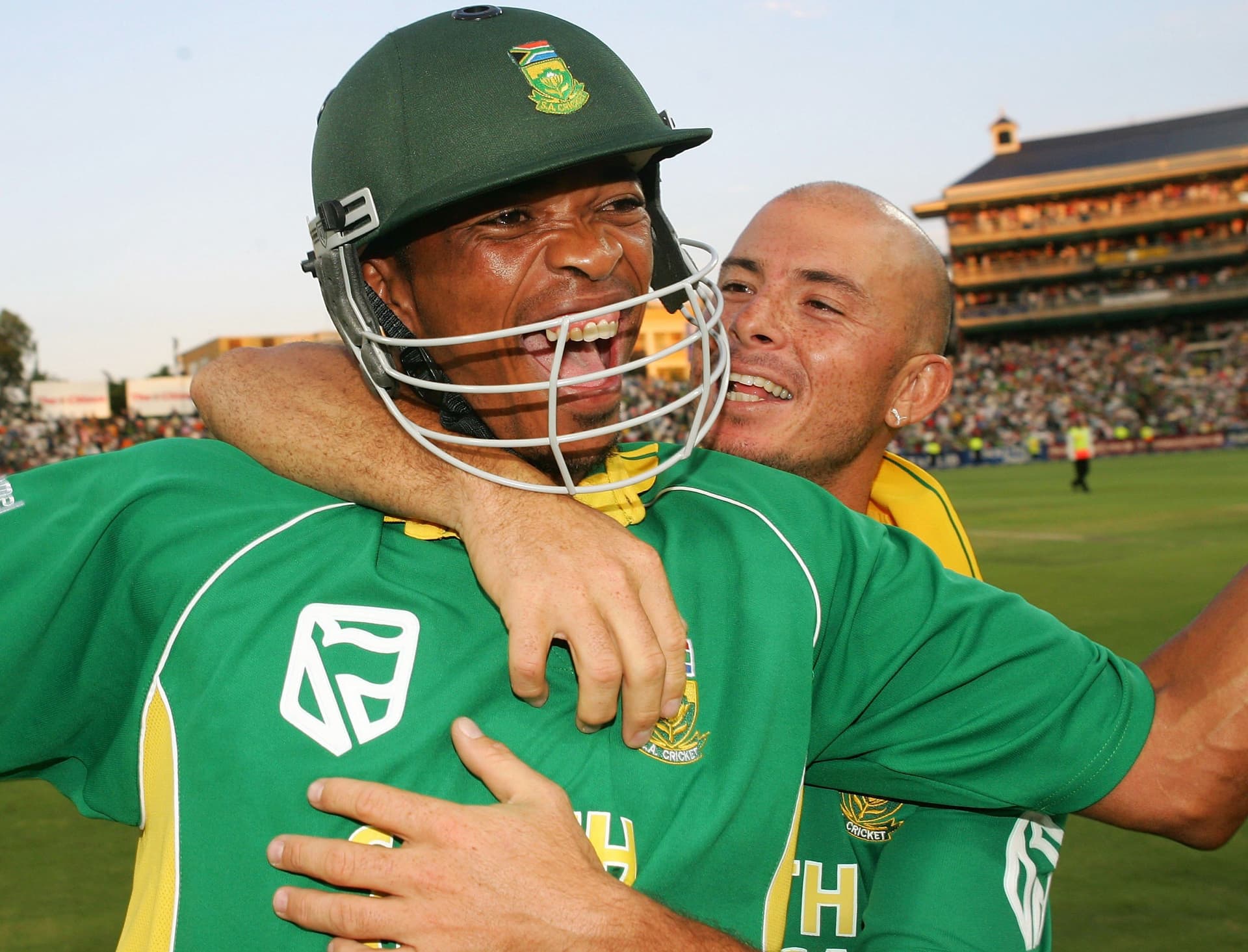 Makhaya Ntini and Herschelle Gibbs