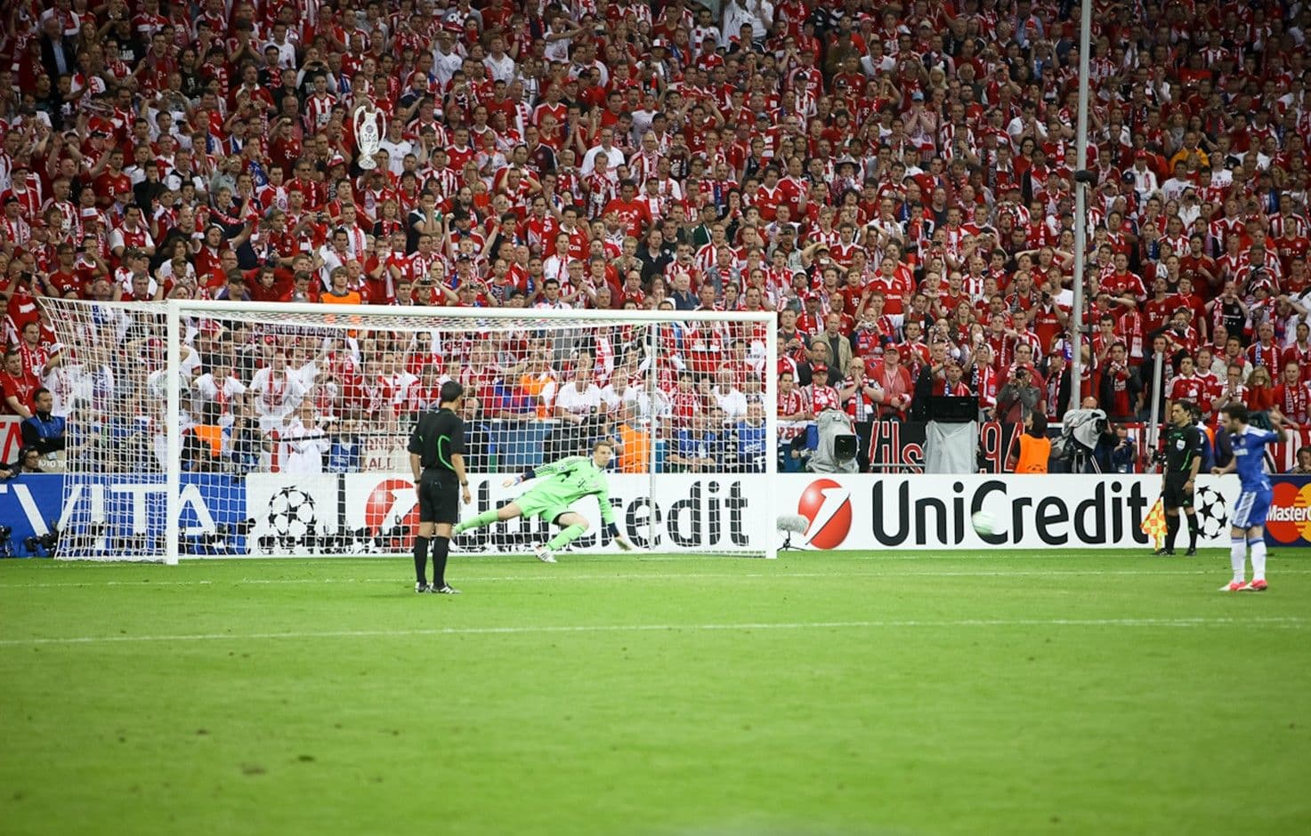 Manuel Neuer saves Juan Mata’s penalty in the 2012 Champions League final