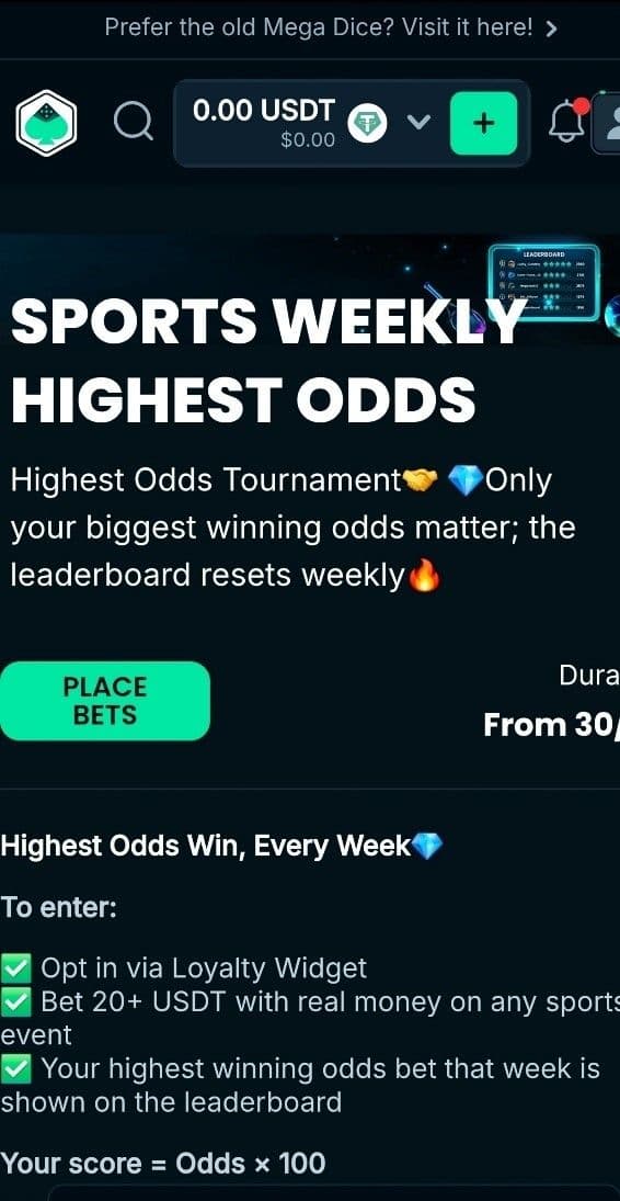 Mega Dice Sports Betting Promotions