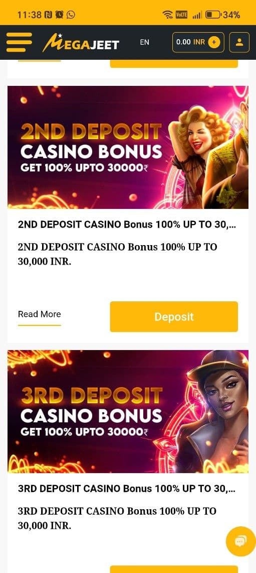 Megajeet Sports and Casino Welcome Bonus