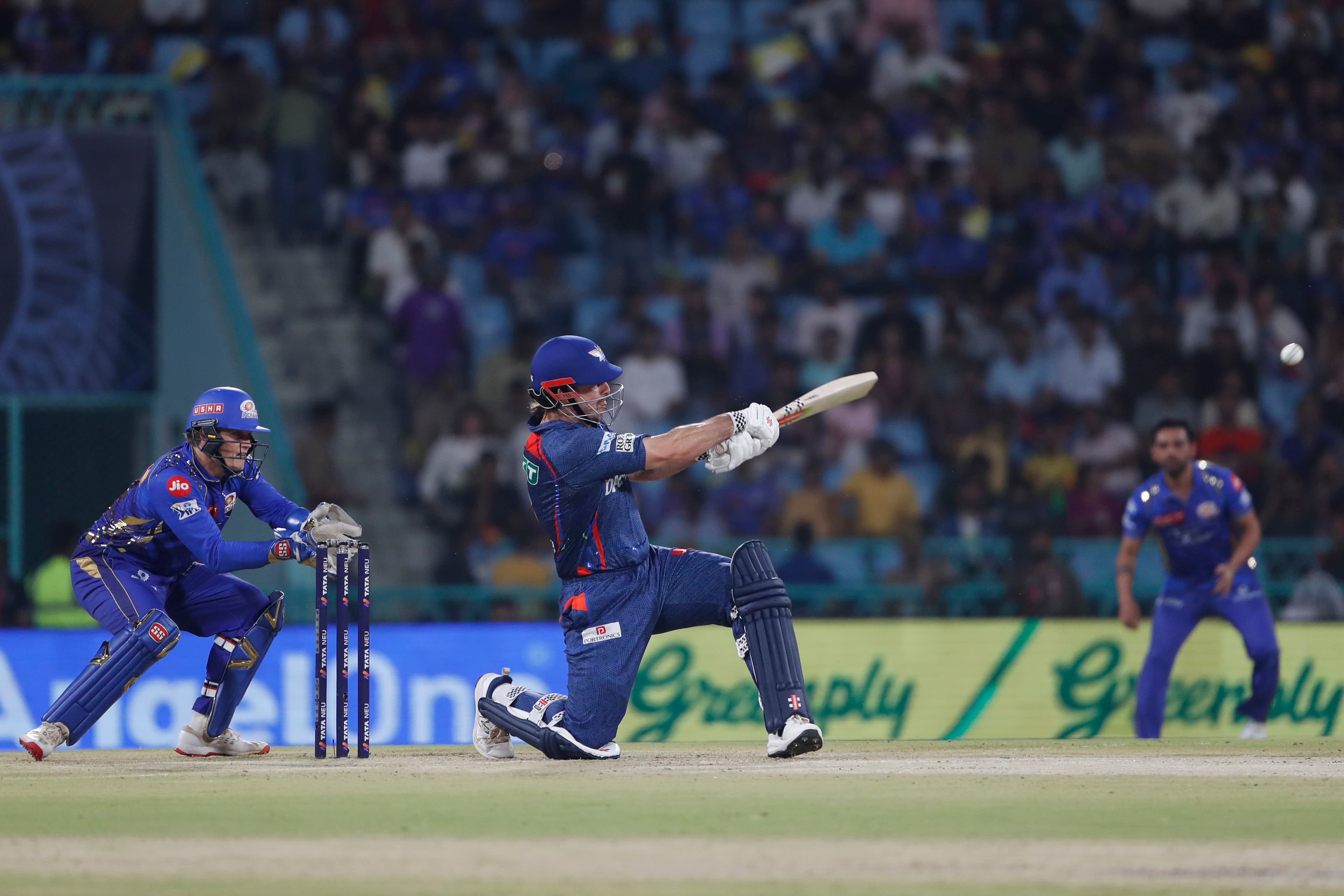 Mitchell Marsh of Lucknow Super Giants plays a shot during the 2025 IPL